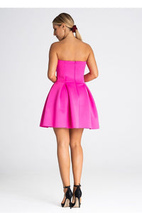 Strapless Pleated Cocktail Dress with Zipper Back