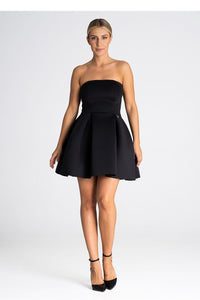 Strapless Pleated Cocktail Dress with Zipper Back