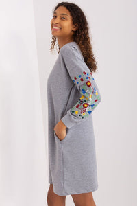 Sweater Dress | Embroidered Long Sleeves