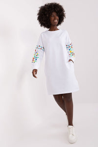 Sweater Dress | Embroidered Long Sleeves