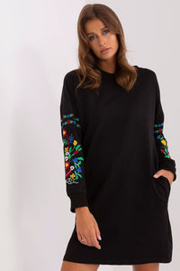 Sweater Dress | Embroidered Long Sleeves