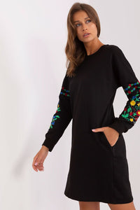 Sweater Dress | Embroidered Long Sleeves