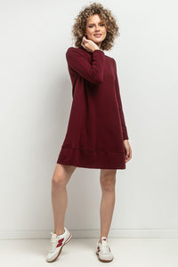 Sweatshirt Knit Mini Dress | Trapezoidal Cut