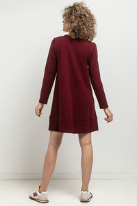 Sweatshirt Knit Mini Dress | Trapezoidal Cut