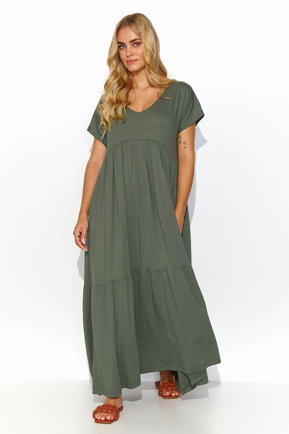 Maxi Dress | Loose Cut V Neckline Dress