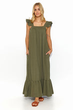 Load image into Gallery viewer, Ruffle Sleeve Maxi Dress | Side Slip Pockets
