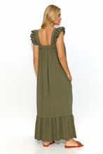 Load image into Gallery viewer, Ruffle Sleeve Maxi Dress | Side Slip Pockets
