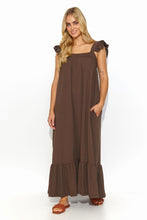 Load image into Gallery viewer, Ruffle Sleeve Maxi Dress | Side Slip Pockets
