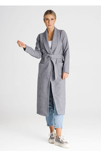 Belted Gray Long Coat