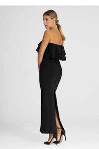 Elegant Maxi Dress with Double Ruffle Neckline