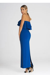 Elegant Maxi Dress with Double Ruffle Neckline