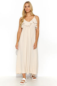 Long Oversize Maxi Dress | Ruffled Neckline