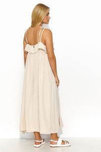 Long Oversize Maxi Dress | Ruffled Neckline