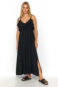 Long Oversize Maxi Dress | Ruffled Neckline