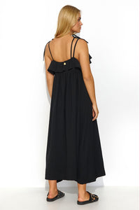 Long Oversize Maxi Dress | Ruffled Neckline