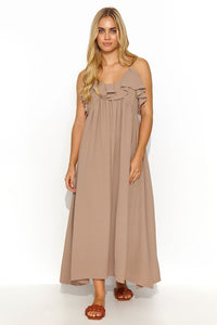 Long Oversize Maxi Dress | Ruffled Neckline