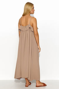 Long Oversize Maxi Dress | Ruffled Neckline