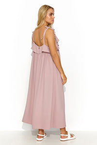 Long Oversize Maxi Dress | Ruffled Neckline