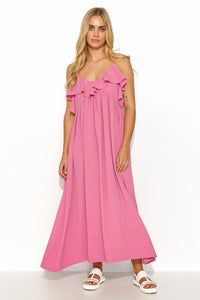 Long Oversize Maxi Dress | Ruffled Neckline