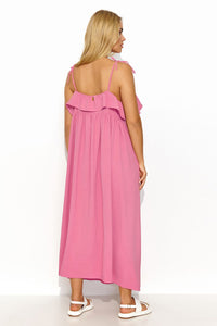 Long Oversize Maxi Dress | Ruffled Neckline