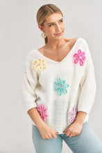 Load image into Gallery viewer, Flower Decorated Sweater | Fall Pink Sweater
