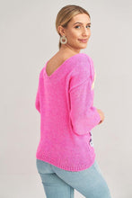 Load image into Gallery viewer, Flower Decorated Sweater | Fall Pink Sweater
