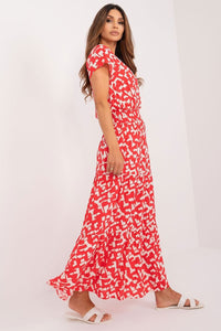 Flared Casual Maxi Dress with Abstract Print