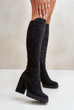 Load image into Gallery viewer, Knee High Black Platform Boots
