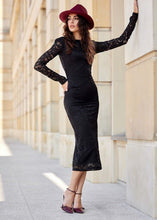 Load image into Gallery viewer, Black Lace Evening Dress
