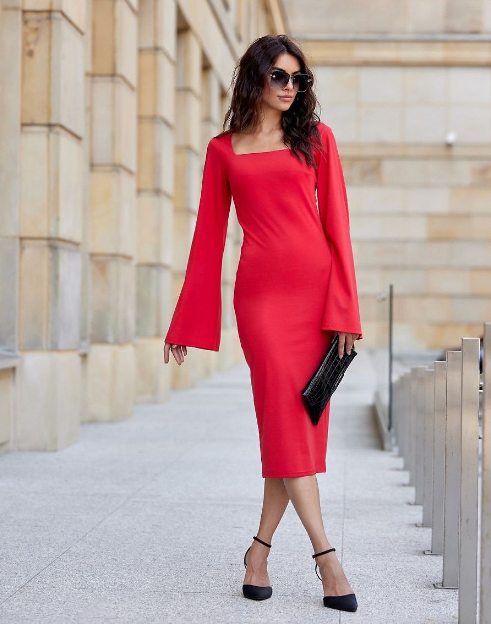 Elegant Flared Sleeve Dress