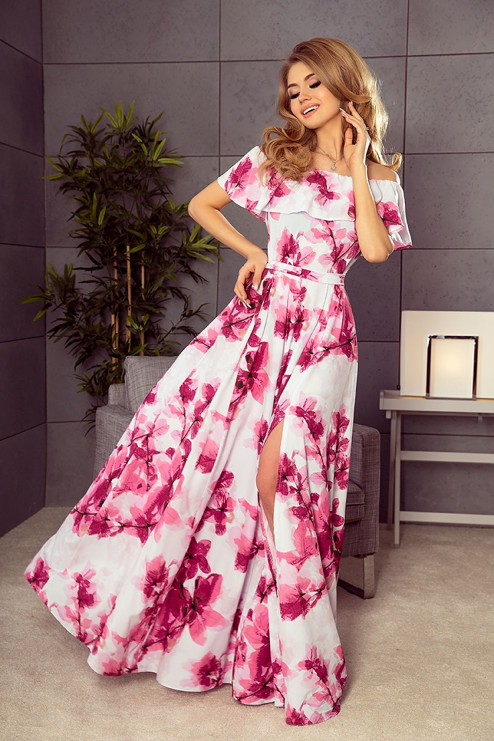 Off Shoulder Floral Maxi Dress