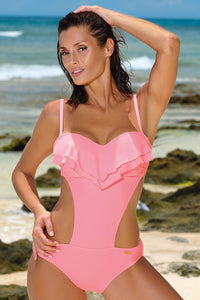 Modern Ruffle Top One Piece Swimsuit