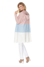 Load image into Gallery viewer, Color Block Hooded Cardigan Sweater
