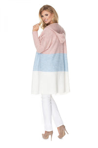 Color Block Hooded Cardigan Sweater