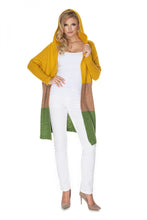 Load image into Gallery viewer, Color Block Hooded Cardigan Sweater
