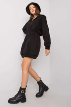 Load image into Gallery viewer, Black Hoodie Mini Dress | Kangaroo Pocket
