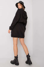 Load image into Gallery viewer, Black Hoodie Mini Dress | Kangaroo Pocket
