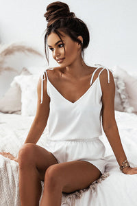 V Neck Pajamas with Thin Shoulder Straps