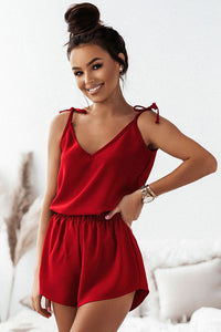 V Neck Pajamas with Thin Shoulder Straps