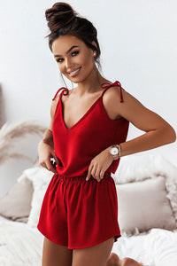 V Neck Pajamas with Thin Shoulder Straps