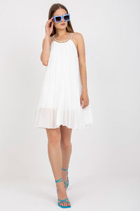 Summer Pleated Mini Dress | Lined Day Dress