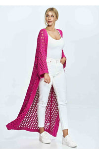 Openwork Cardigan Sweater with 3/4 Sleeves