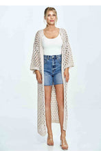 Load image into Gallery viewer, Openwork Cardigan Sweater with 3/4 Sleeves
