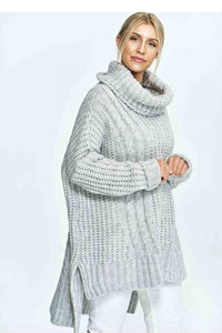 Turtle Neck Sweater with Extended Back