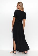 Load image into Gallery viewer, Comfy Black Maxi Dress | Short Sleeve Elastic Waist
