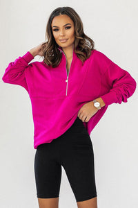 Sporty Oversize Half Zip Sweatshirt