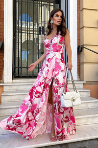 Satin Long Maxi Dress with Perfectly Cut Waist