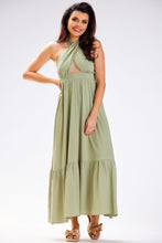 Load image into Gallery viewer, Backless Maxi Dress | Tie Neck Day Dress
