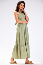 Load image into Gallery viewer, Backless Maxi Dress | Tie Neck Day Dress
