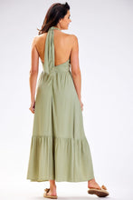 Load image into Gallery viewer, Backless Maxi Dress | Tie Neck Day Dress
